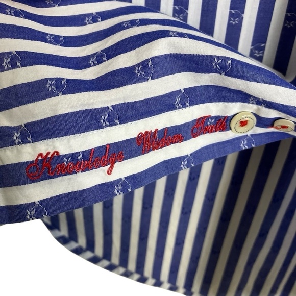Robert Graham Men's Freshly Laundered Shirt Blue & White Striped Patchwork Sz L - Picture 6 of 16